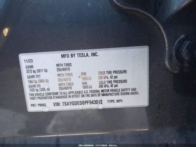 2023 TESLA MODEL Y 7SAYGDED8PF943012 Photo 8