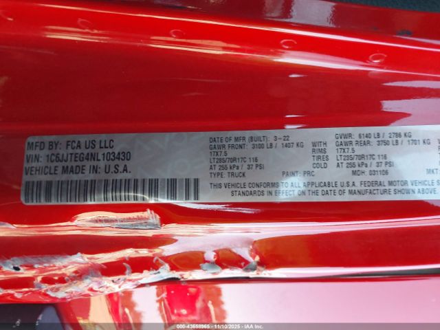 2022 JEEP GLADIATOR 1C6JJTEG4NL103430 Photo 8