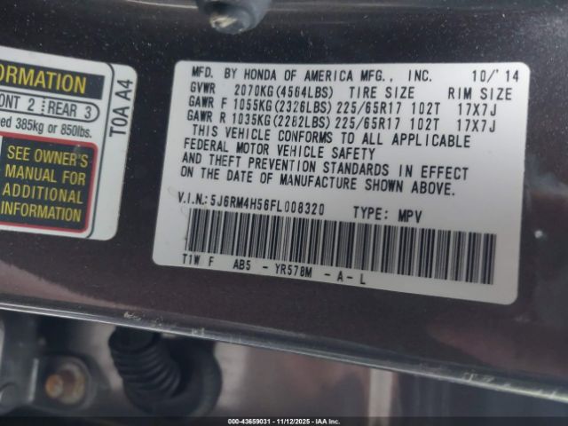 2015 HONDA CR-V 5J6RM4H56FL008320 Photo 8