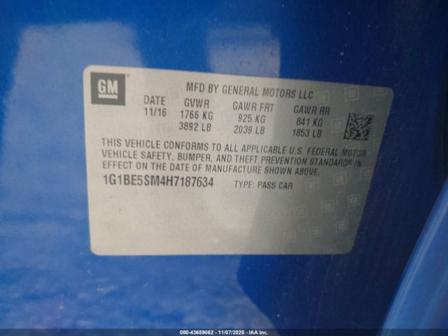 2017 CHEVROLET CRUZE 1G1BE5SM4H7187634 Photo 8