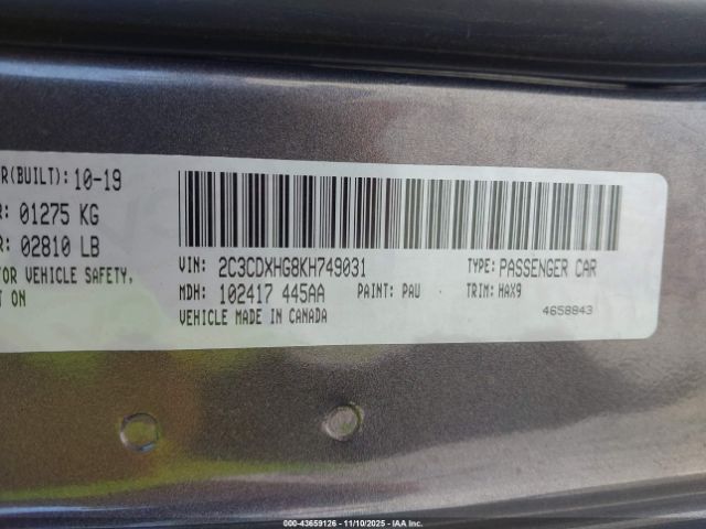 2019 DODGE CHARGER 2C3CDXHG8KH749031 Photo 8