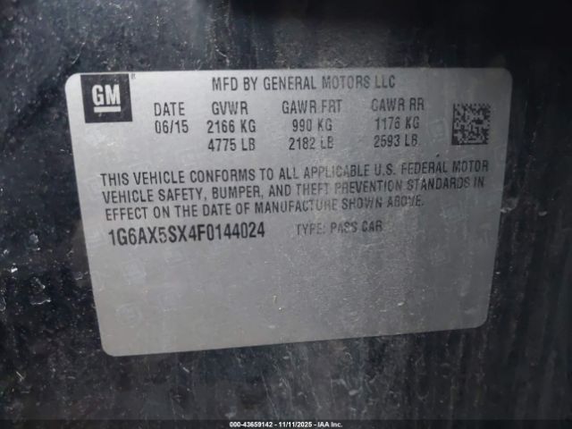 2015 CADILLAC CTS 1G6AX5SX4F0144024 Photo 8