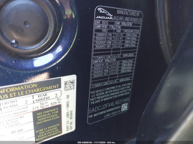 2020 JAGUAR F-PACE SADCJ2FX4LA631945 Photo 8