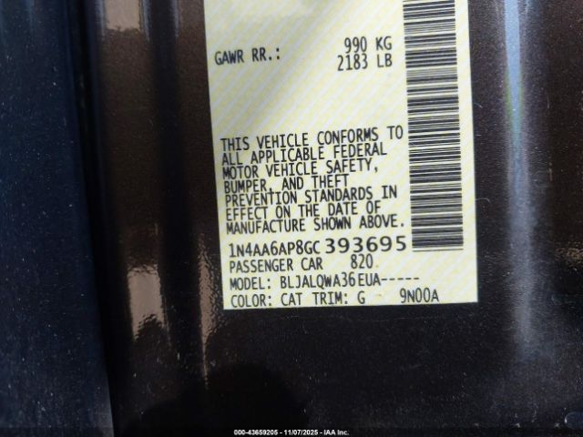 2016 NISSAN MAXIMA 1N4AA6AP8GC393695 Photo 8