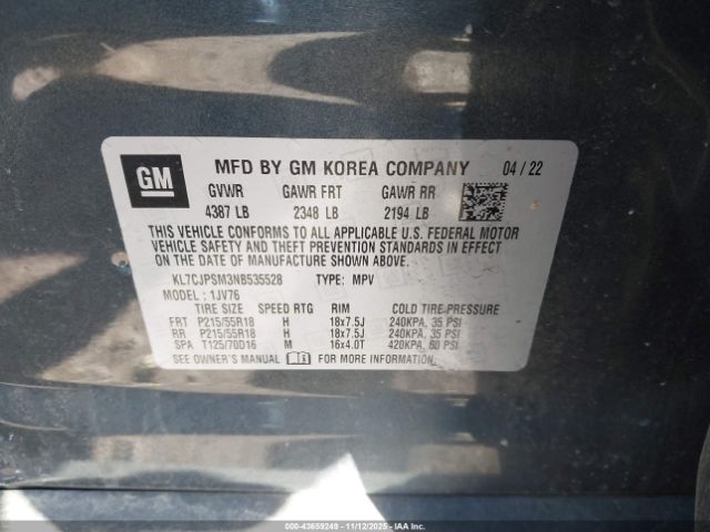 2022 CHEVROLET TRAX KL7CJPSM3NB535528 Photo 8