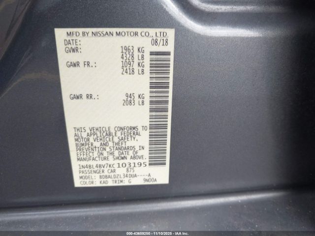 2019 NISSAN ALTIMA 1N4BL4BV7KC103195 Photo 8