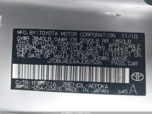 2010 TOYOTA COROLLA JTDBU4EE6AJ087536 Photo 8