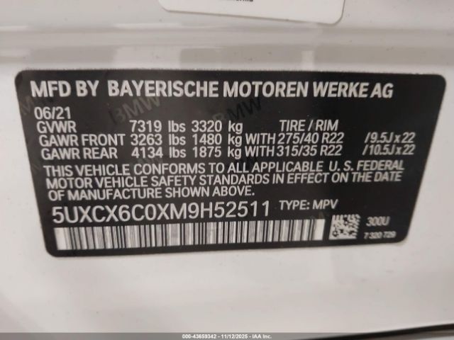 2021 BMW X7 5UXCX6C0XM9H52511 Photo 8