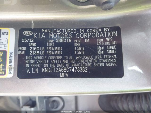 2012 KIA SOUL KNDJT2A68C7478382 Photo 8