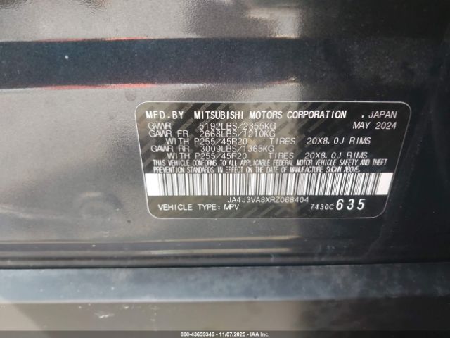 2024 MITSUBISHI OUTLANDER JA4J3VA8XRZ068404 Photo 8