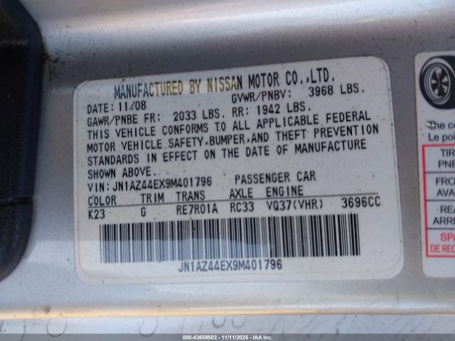 2009 NISSAN 370Z JN1AZ44EX9M401796 Photo 8