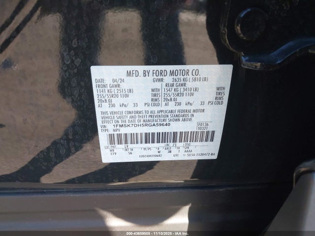 Ford EXPLORER XLT 2024 1FMSK7DH5RGA59640 Image 9