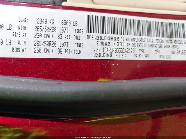 2016 JEEP GRAND CHEROKEE 1C4RJFBG5GC421786 Photo 8