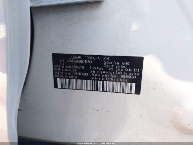 2021 SUBARU OUTBACK 4S4BTGND0M3218203 Photo 8