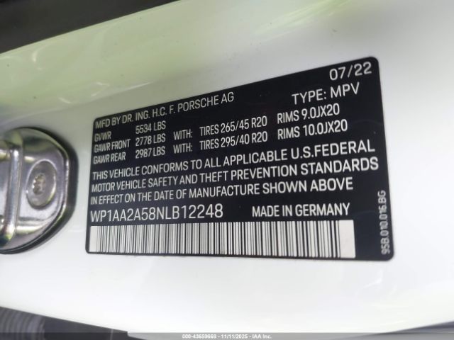 2022 PORSCHE MACAN WP1AA2A58NLB12248 Photo 8
