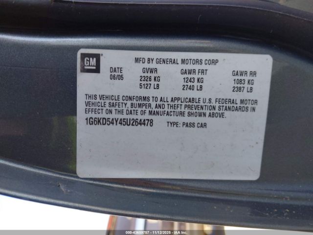 2005 CADILLAC DEVILLE 1G6KD54Y45U264478 Photo 8