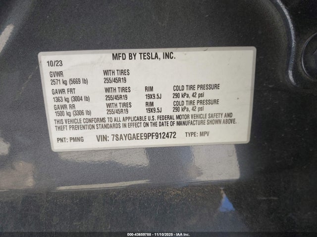 2023 TESLA MODEL Y 7SAYGAEE9PF912472 Photo 8