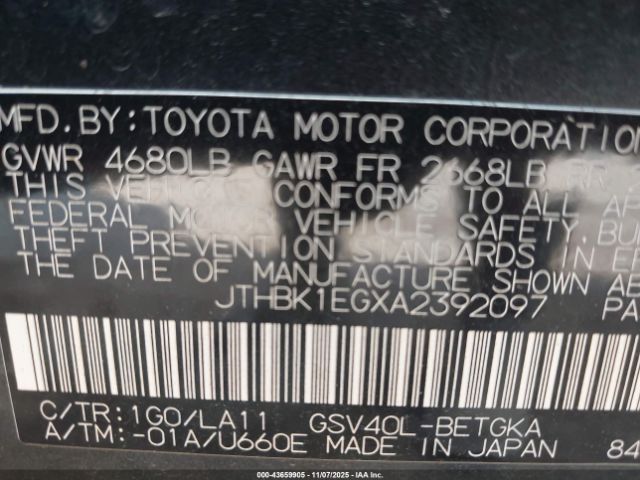 2010 LEXUS ES 350 JTHBK1EGXA2392097 Photo 8