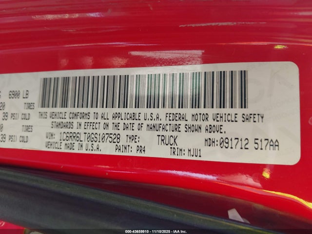 1C6RR6LT0GS107528 RAM 1500
