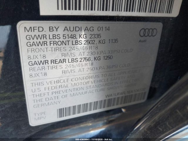 2014 AUDI ALLROAD WA1UFAFL1EA106332 Photo 8