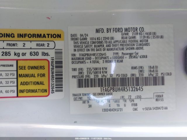 2024 FORD MUSTANG 1FAGP8UH4R5132645 Photo 8