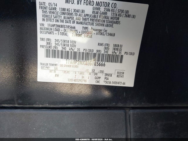 1FAHP2MK8EG185666 Ford Taurus