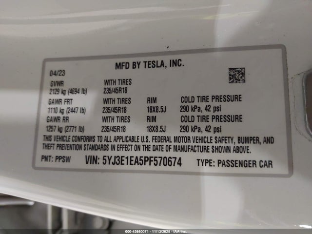 2023 TESLA MODEL 3 5YJ3E1EA5PF570674 Photo 8