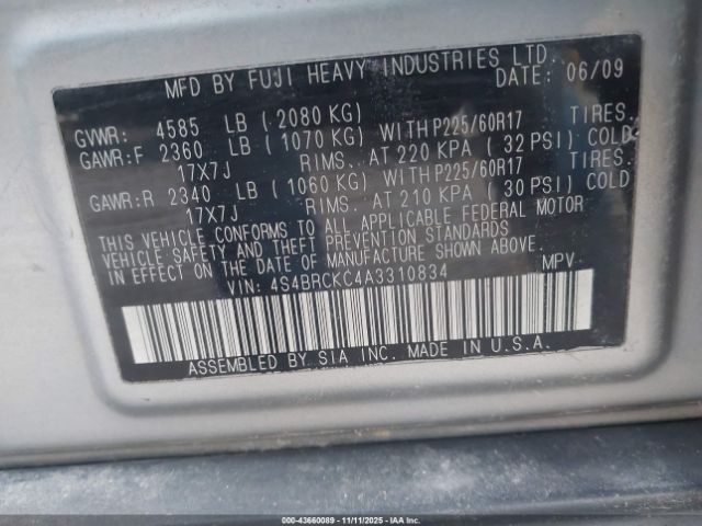 2010 SUBARU OUTBACK 4S4BRCKC4A3310834 Photo 8