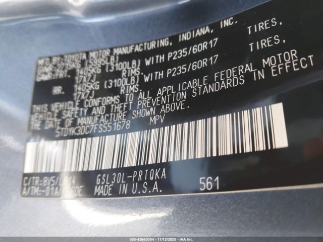 2015 TOYOTA SIENNA 5TDYK3DC7FS551678 Photo 8