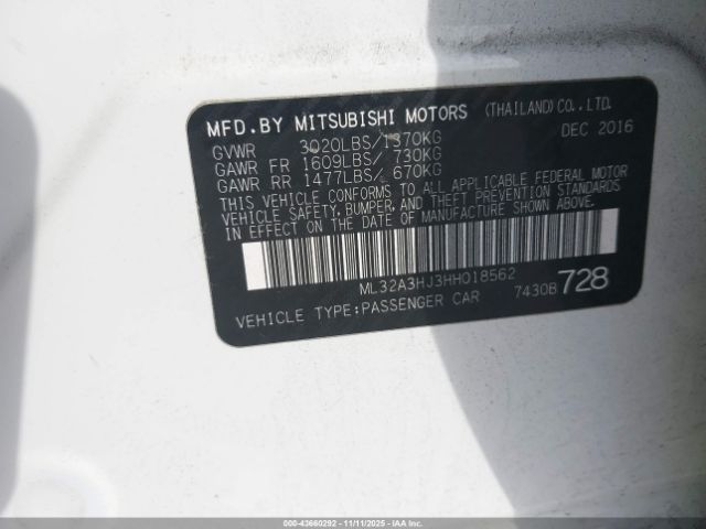 2017 MITSUBISHI MIRAGE ML32A3HJ3HH018562 Photo 8