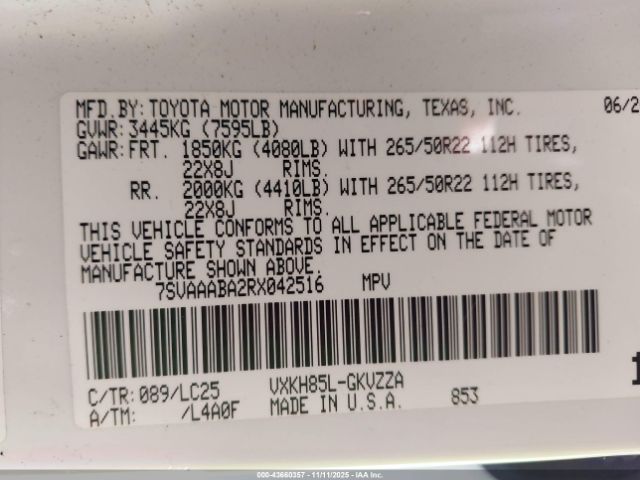 2024 TOYOTA SEQUOIA 7SVAAABA2RX042516 Photo 8