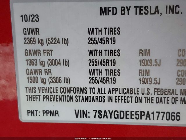 2023 TESLA MODEL Y 7SAYGDEE5PA177066 Photo 8