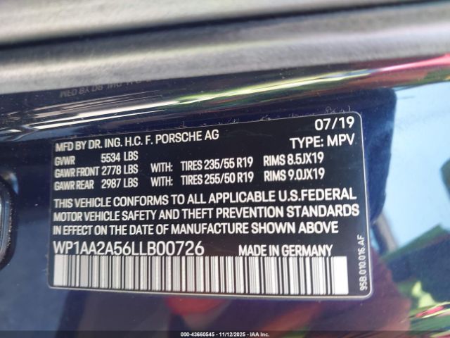 2020 PORSCHE MACAN WP1AA2A56LLB00726 Photo 8