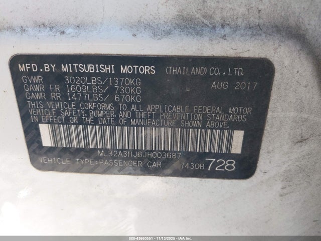 2018 MITSUBISHI MIRAGE ML32A3HJ6JH003687 Photo 8