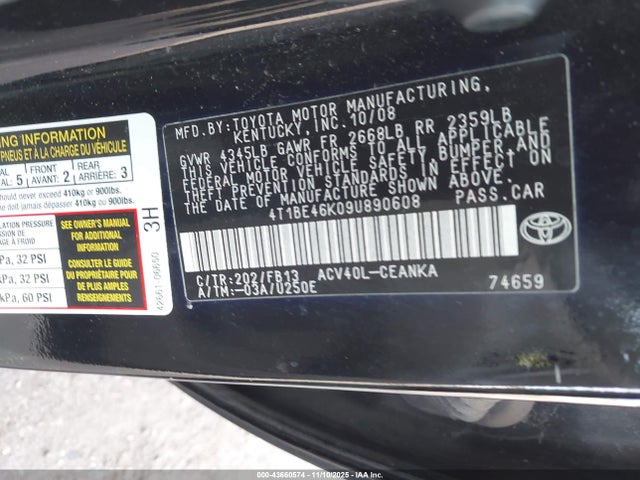 2009 TOYOTA CAMRY 4T1BE46K09U890608 Photo 8