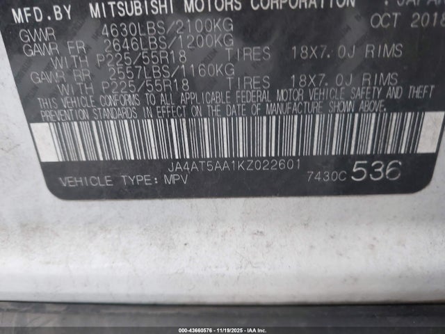 2019 MITSUBISHI ECLIPSE CROSS JA4AT5AA1KZ022601 Photo 8