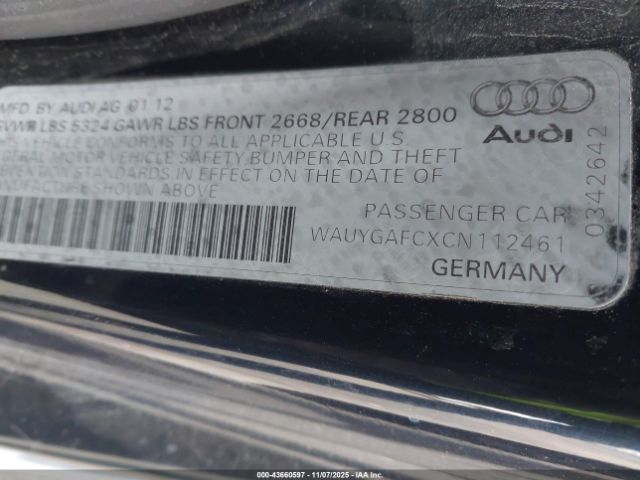 2012 AUDI A7 WAUYGAFCXCN112461 Photo 8