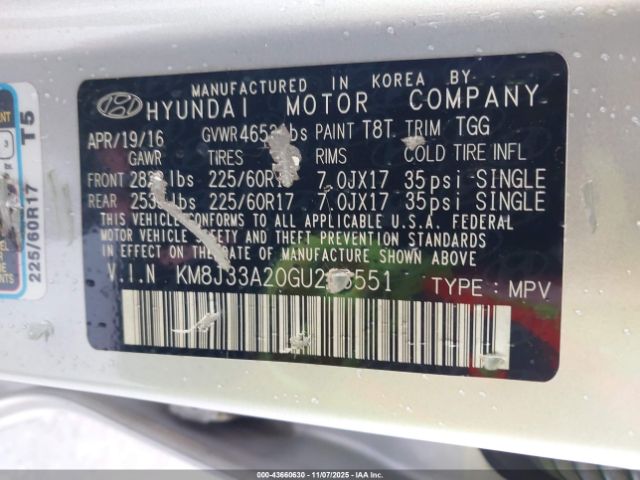 2016 HYUNDAI TUCSON KM8J33A20GU233551 Photo 8