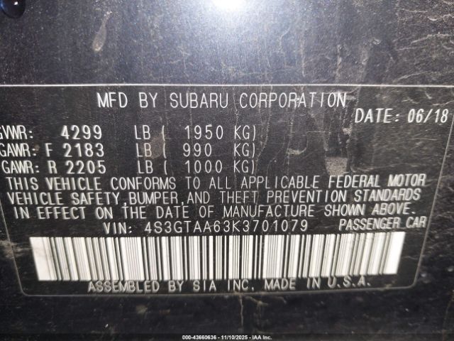 2019 SUBARU IMPREZA 4S3GTAA63K3701079 Photo 8