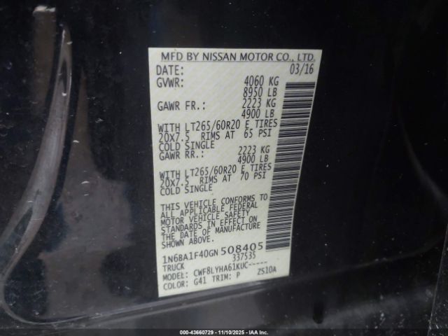 2016 NISSAN TITAN XD 1N6BA1F40GN508405 Photo 8