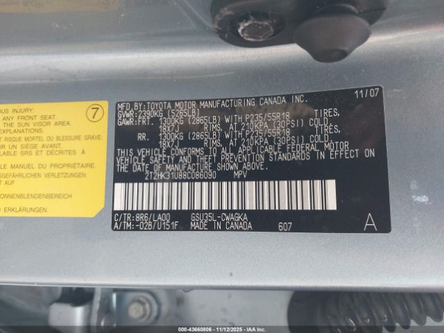2008 LEXUS RX 350 2T2HK31U88C086090 Photo 8