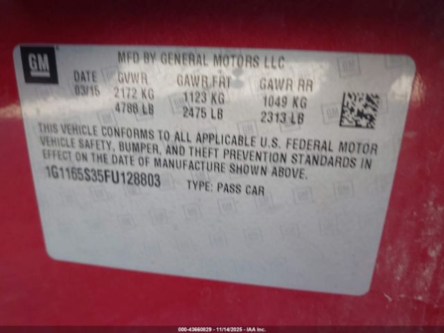 2015 CHEVROLET IMPALA 1G1165S35FU128803 Photo 8