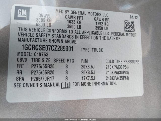 2012 CHEVROLET SILVERADO 1500 1GCRCSE07CZ289901 Photo 8