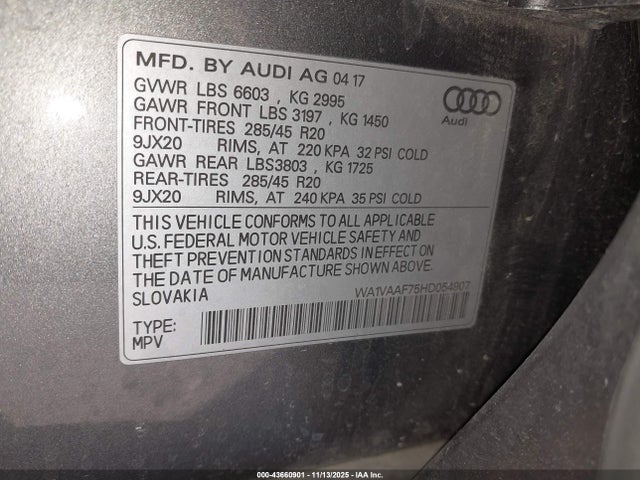2017 AUDI Q7 WA1VAAF75HD054907 Photo 8
