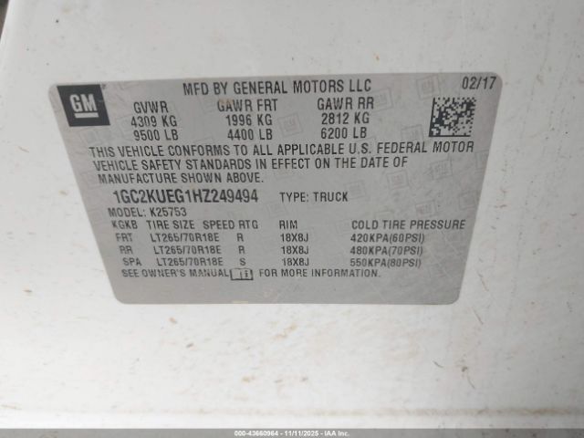 2017 CHEVROLET SILVERADO 2500HD 1GC2KUEG1HZ249494 Photo 8