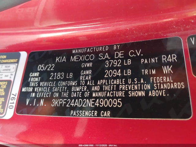 2022 KIA FORTE 3KPF24AD2NE490095 Photo 8