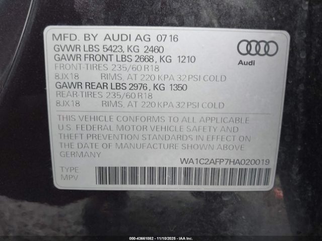 2017 AUDI Q5 WA1C2AFP7HA020019 Photo 8