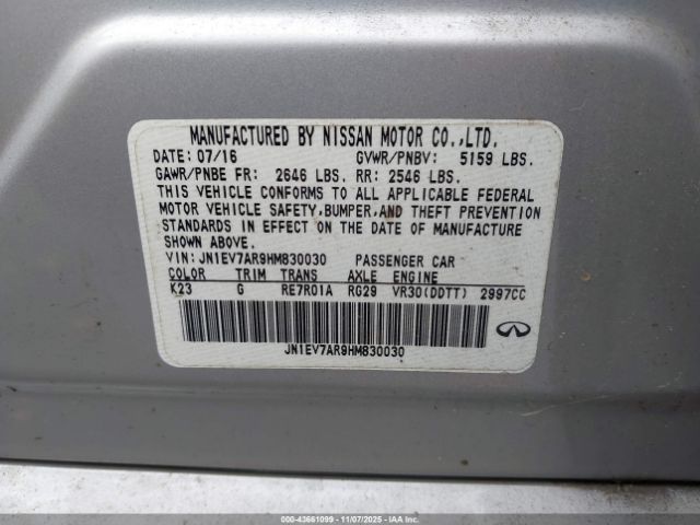 2017 INFINITI Q50 JN1EV7AR9HM830030 Photo 8