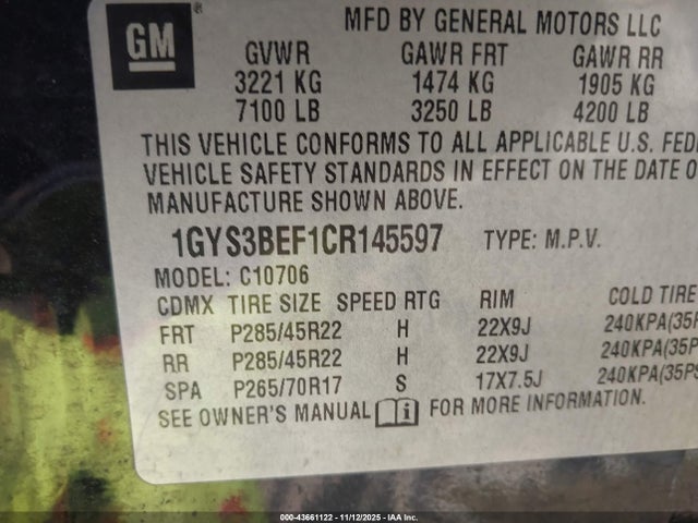 2012 CADILLAC ESCALADE 1GYS3BEF1CR145597 Photo 8