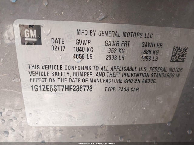 Chevrolet MALIBU 1LT 2017 1G1ZE5ST7HF236773 Image 9